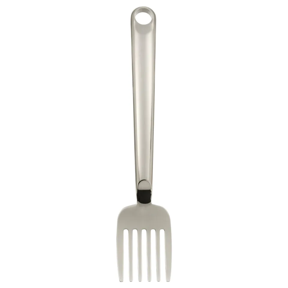 FINMAT stainless steel fork, sleek and functional with a slightly curved handle, perfect for reaching into pots.