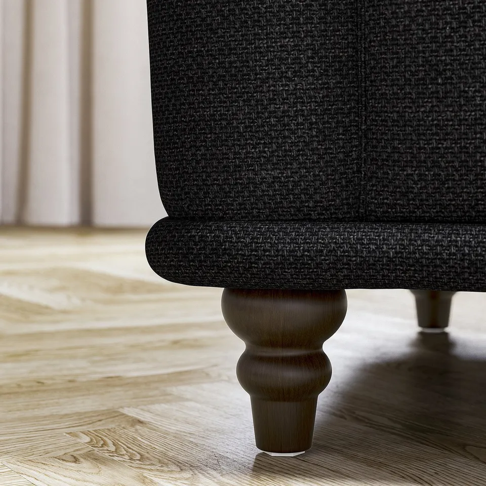 Dark grey VISKAFORS armchair leg, wooden, round base, classic design.