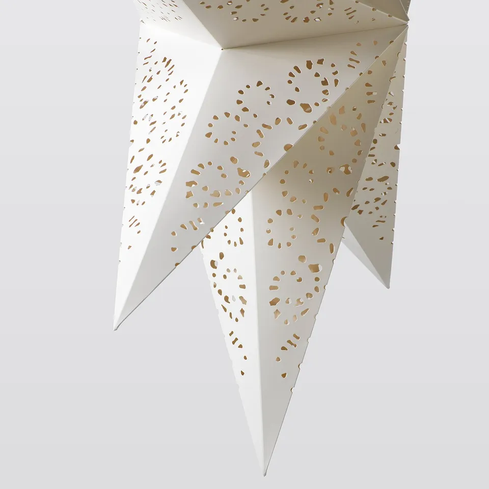 STRÅLA Lamp shade, paper star/lace white, 90 cm