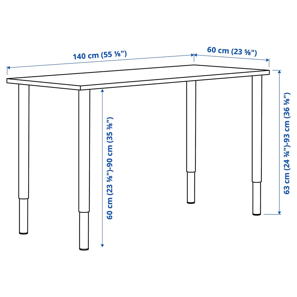 LAGKAPTEN / OLOV Desk, white, 140x60 cm