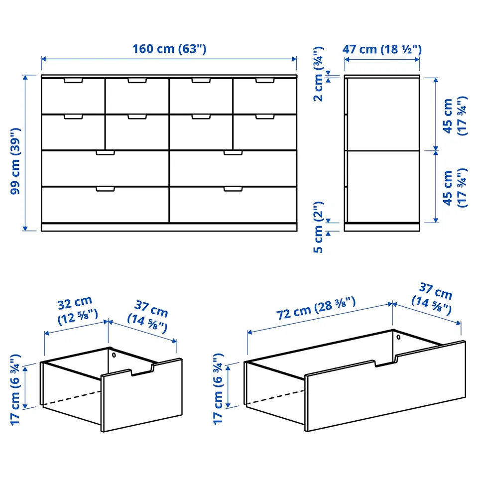 Illustration with measurements for the product: NORDLI.
