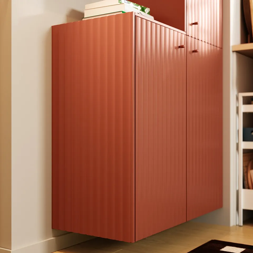 TERRSJÖ Cover panel, red-brown wave pattern, 62x80 cm