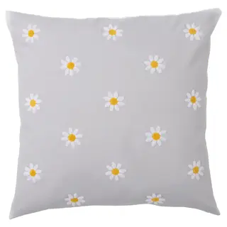 NATTSLÄNDA cushion cover, floral pattern grey/white, 50x50 cm