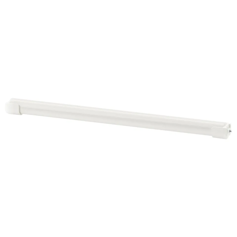 ELVARLI clothes rail, white, made of steel and plastic, long with rectangular design.