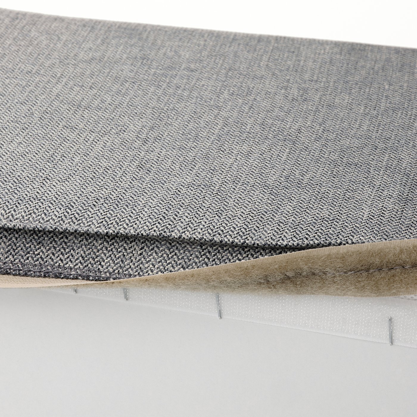 KIVIK footstool in grey fabric, zipped storage, cushioned seat.