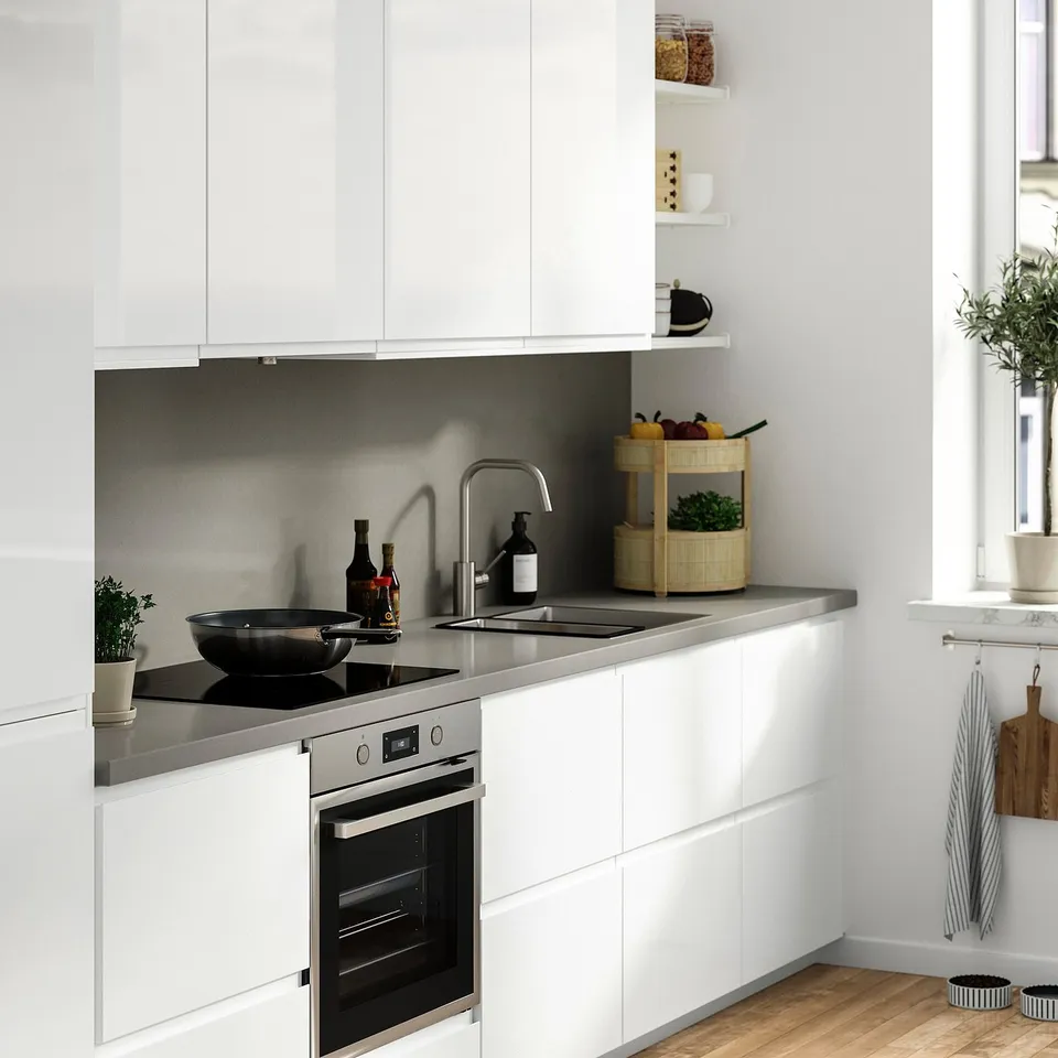 LOCKEBO Custom made worktop, grey stone effect/glass composite, 1 m²x4.0 cm