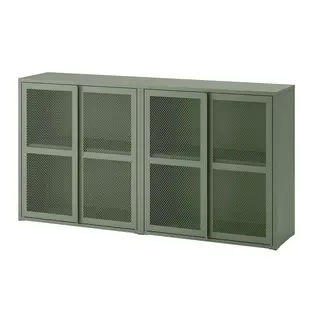 IVAR cabinet with doors, grey-green mesh, 160x30x83 cm