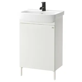 NYSJÖN / BJÖRKÅN wash-stnd w door/wash-basin/tap, white, 54x40x88 cm