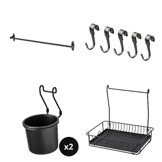 HULTARP set: rail + hook + container x2 + dish drainer