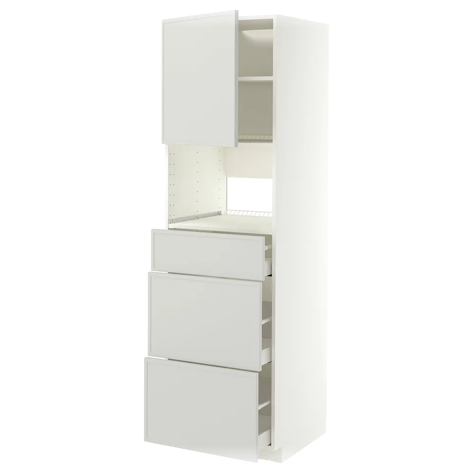 METOD / MAXIMERA High cabinet f built-in appliances, white/Aspudden light grey, 60x60x200 cm