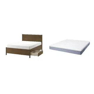 TONSTAD/VALLBERGET Bed with 21cm thick mattress, coir, pocket sprung, super firm