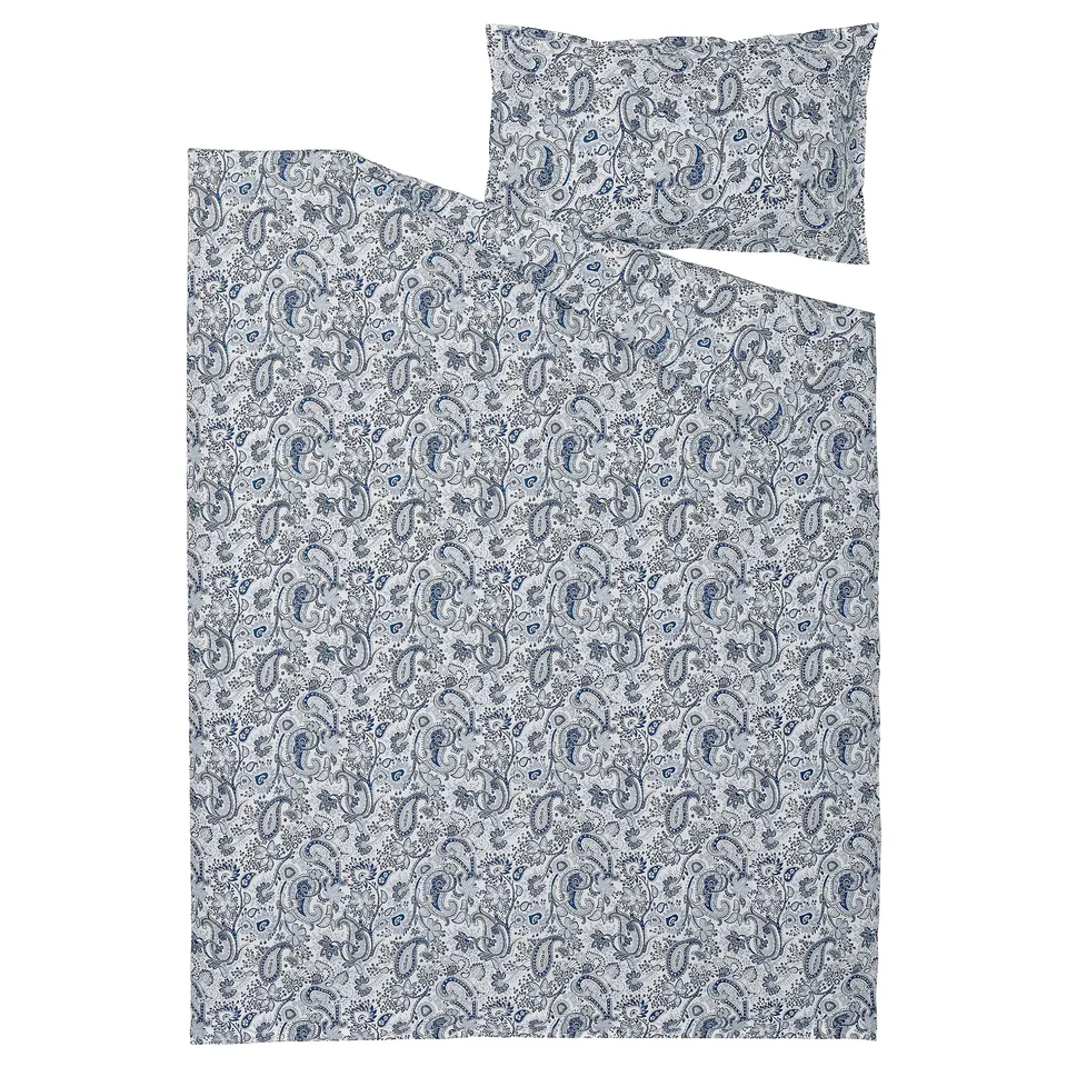 RODGERSIA Duvet cover and pillowcase, blue/white, 150x200/50x80 cm