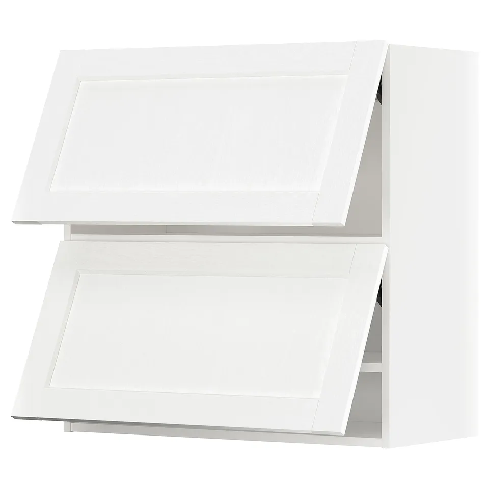 White kitchen cabinet with two doors, modern design.