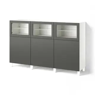 BESTÅ storage combination with doors, white Lappviken/Sindvik dark grey, 180x42x112 cm