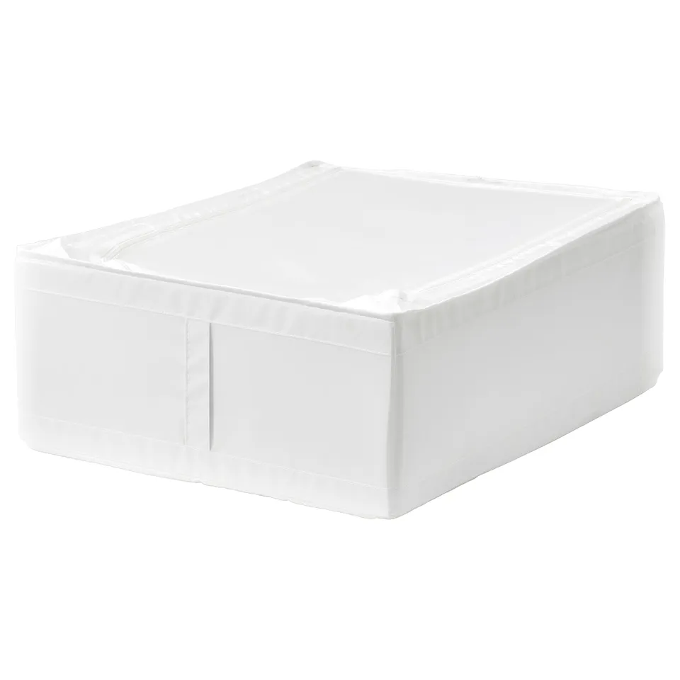 SKUBB white storage case, rectangular, zippered, made from recycled polyester.