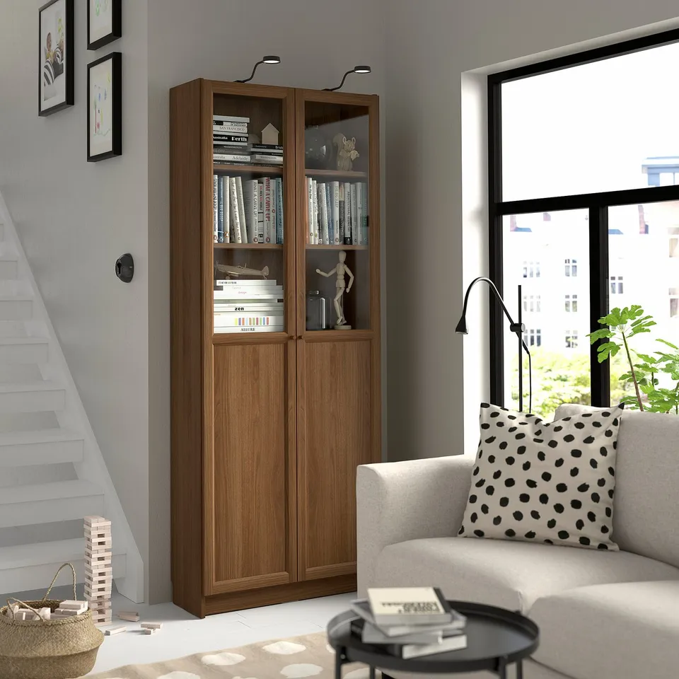 part: BILLY / OXBERG bookcase with panel/glass doors