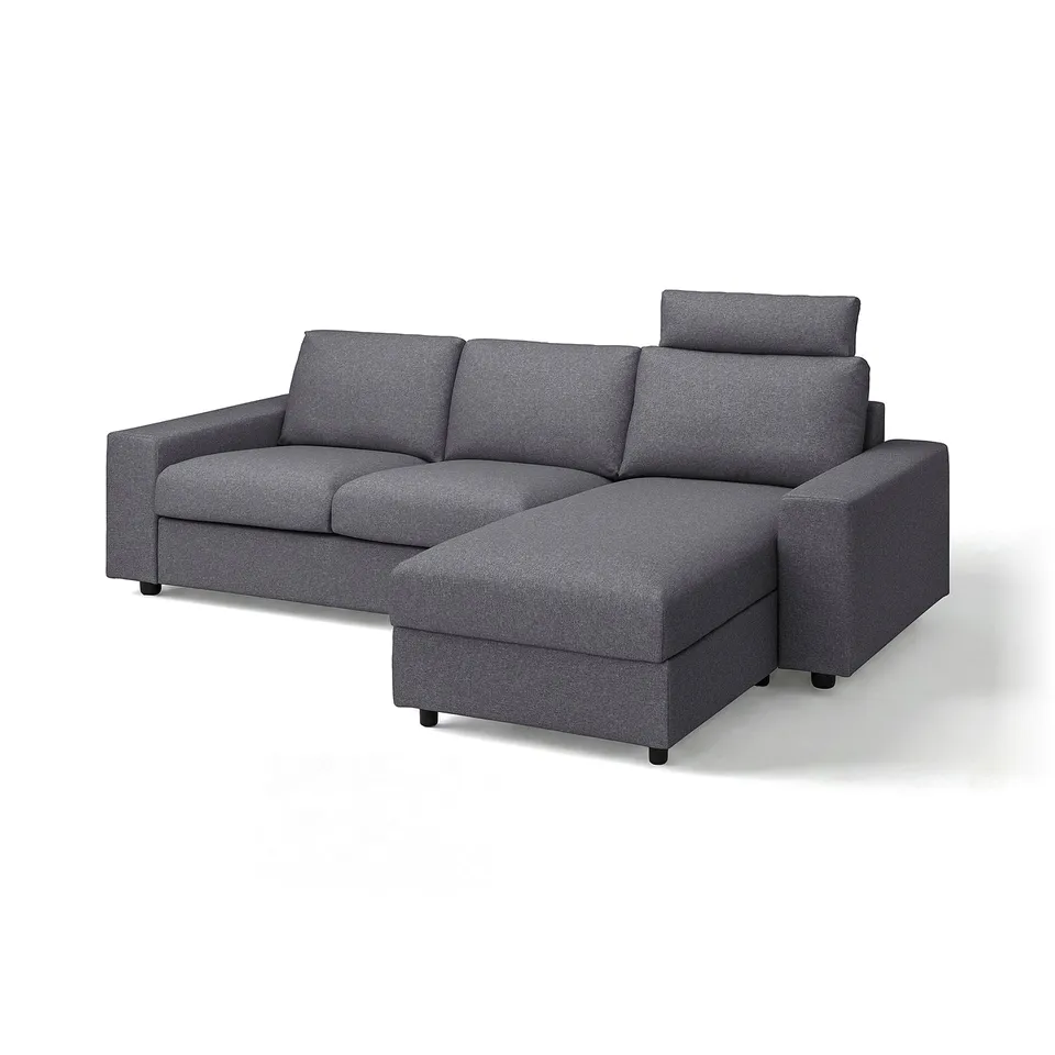VIMLE sectional sofa, grey, clean lines, cosy fabric.