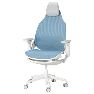 BÄSTBOLL gaming chair, blue/Mjuk light grey, Width 69 x Depth 69 cm