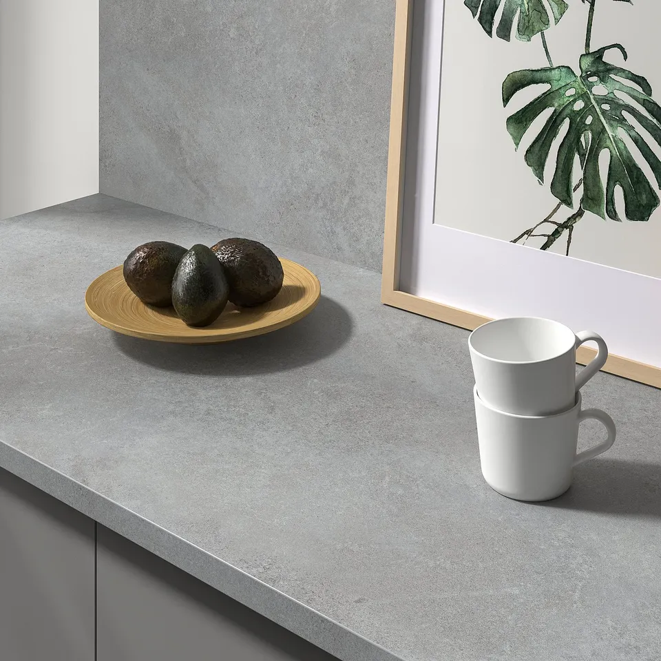 LYSEKIL Wall panel, double sided light grey/concrete effect matt white, 119.6x55 cm