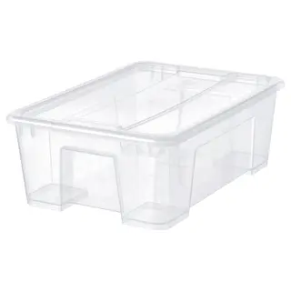 SAMLA box with lid, transparent, 39x28x14 cm/11 l