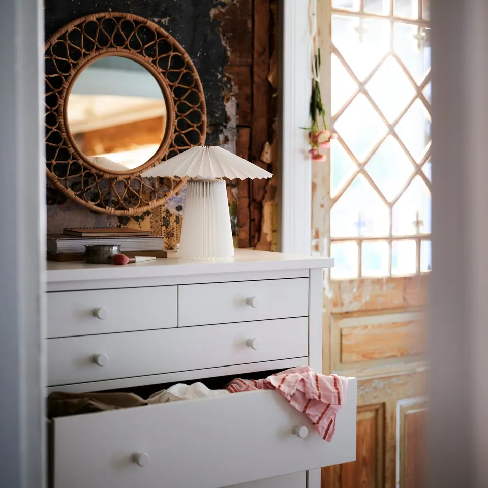 GULLABERG Chest of 6 drawers, white/anchor/unlock-function, 89x48x122 cm