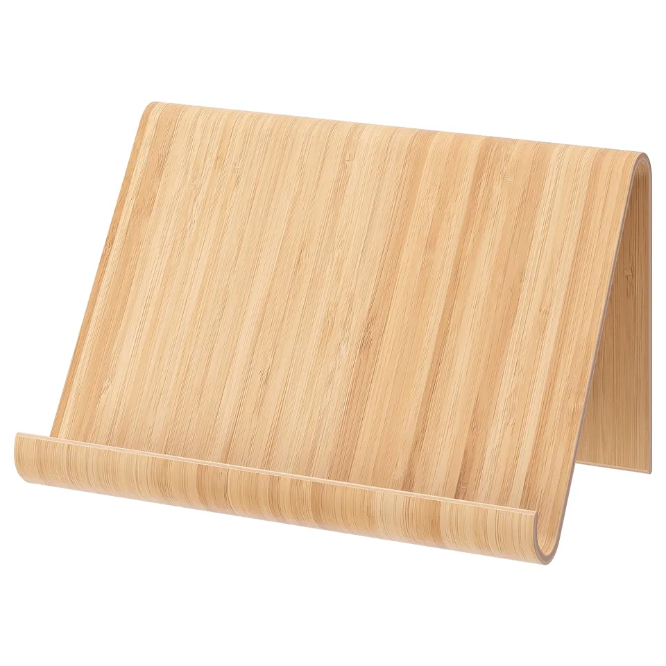 VIVALLA bamboo tablet stand, natural design, sturdy for kitchen or workspace.