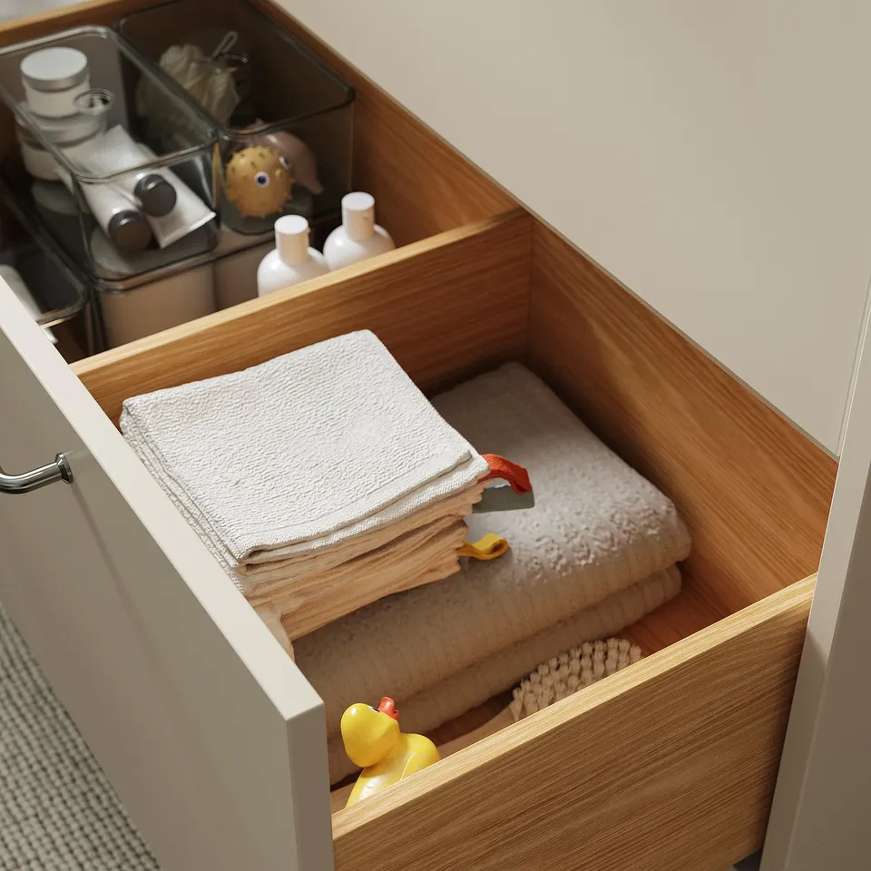 HAVBÄCK / ORRSJÖN Wash-stnd w drawers/wash-basin, beige, 82x49x69 cm