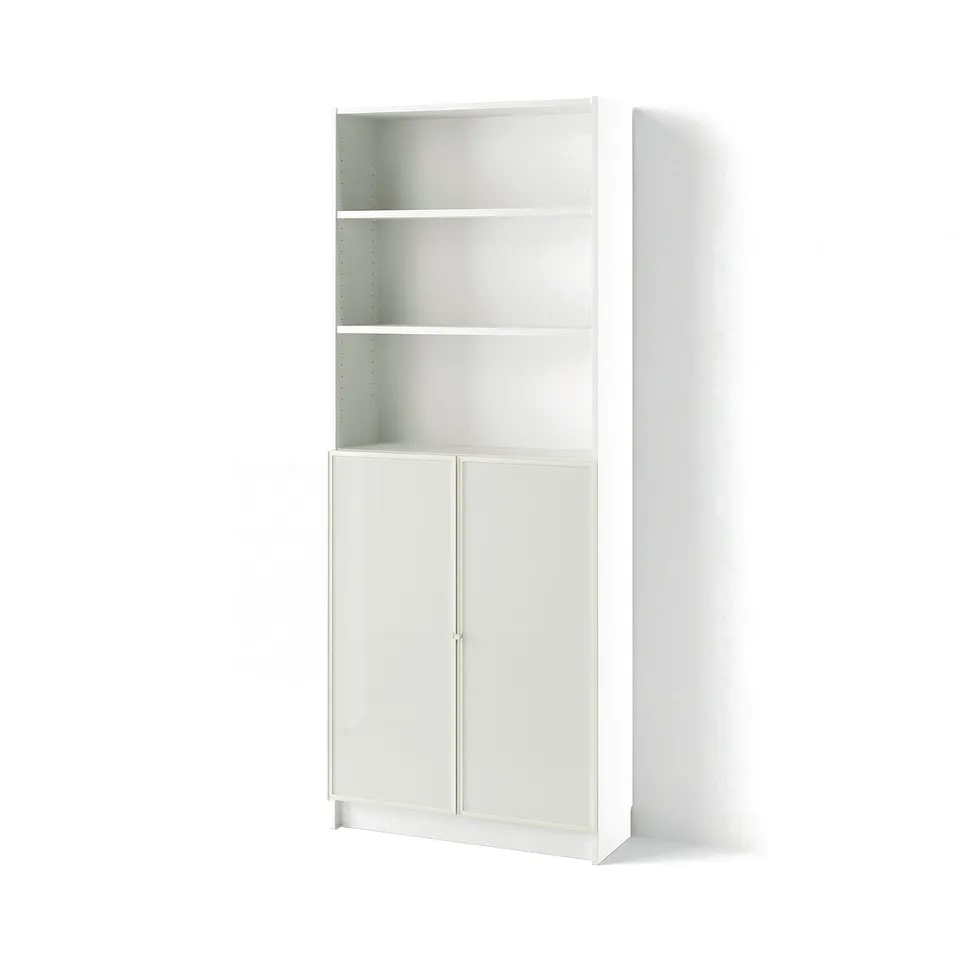 BILLY / HÖGBO Bookcase with glass doors, white, 80x30x202 cm