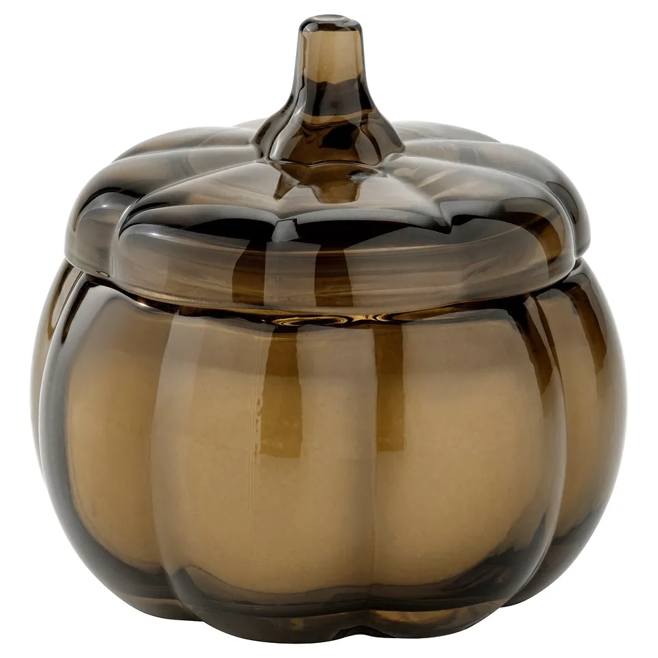 HÖSTAGILLE Scented candle in glass, Spiced pumpkin/green, 20 hr
