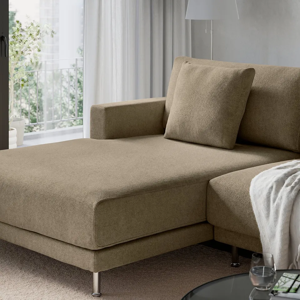 UPPÅKRA 3-seat modular sofa, with chaise longue, left/Johanneshov brown-beige