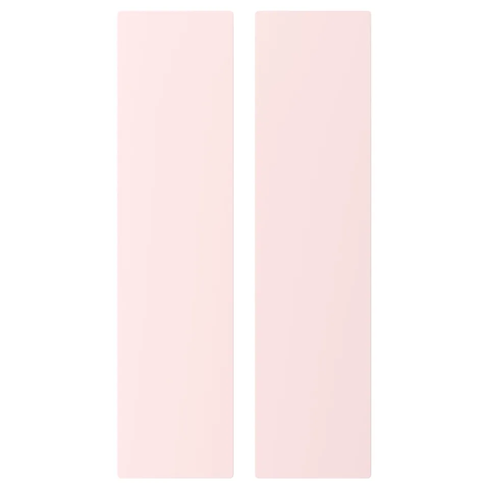 Two tall, slim, pink rectangular panels side by side.