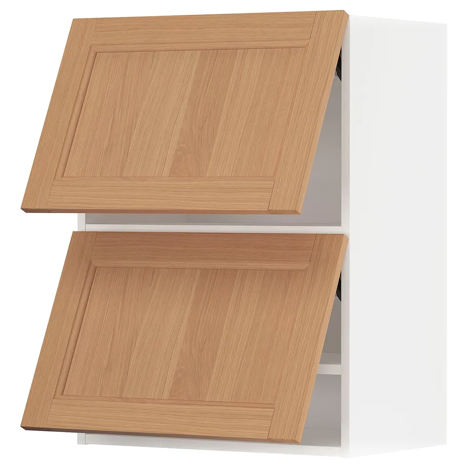 METOD kitchen cabinet in oak, square shape, natural wood finish, two doors, sturdy design.