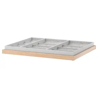 KOMPLEMENT pull-out tray with insert, white stained oak effect, 75x58 cm