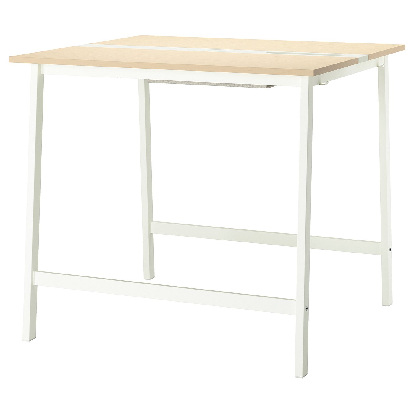 MITTZON desk: white metal, light wood top, clean design.