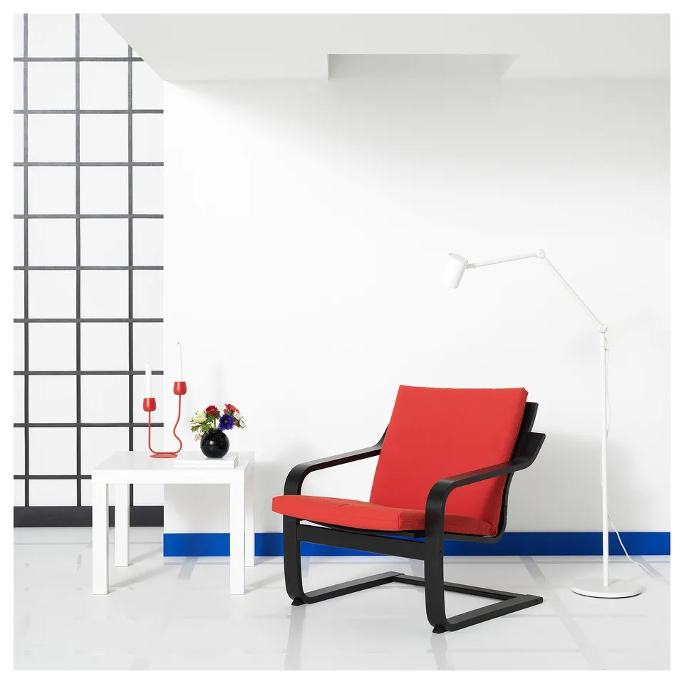POÄNG Low-back armchair, black-brown/Vissle red