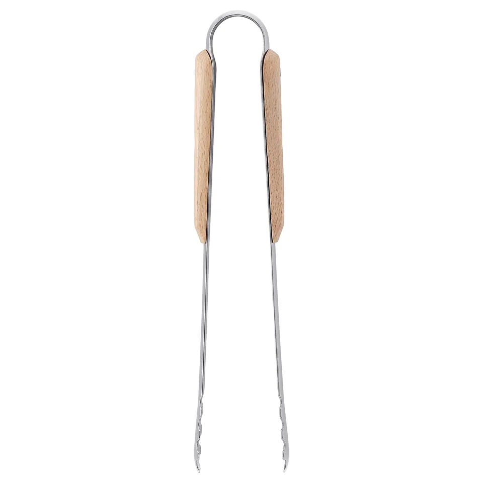 VARDAGEN cooking tweezers, light wood handles, stainless steel tips, hangable design.