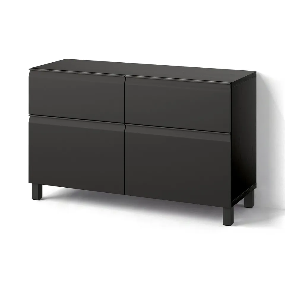 BESTÅ Storage combination w doors/drawers, black-brown/Hammarsmed/Stubbarp anthracite, 120x42x74 cm