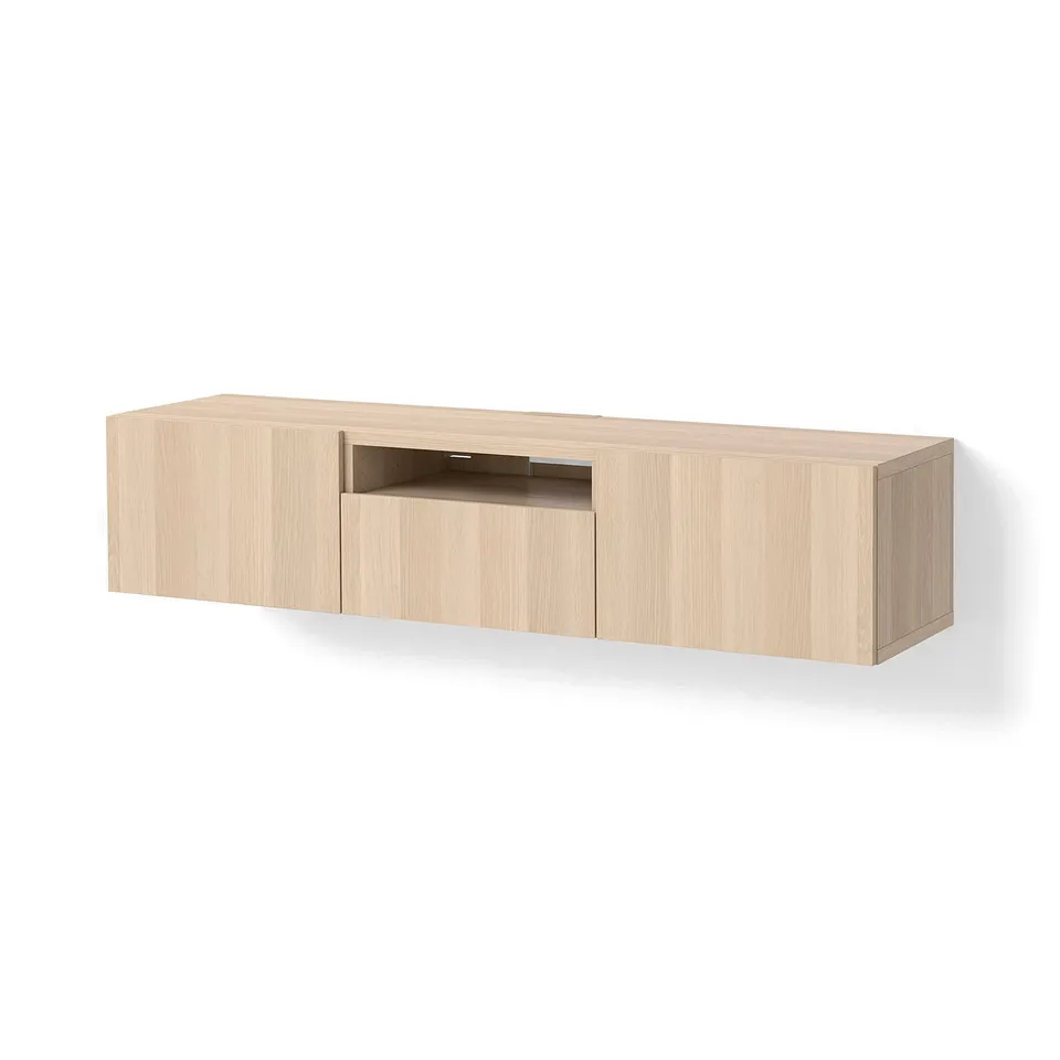 BESTÅ TV bench, white stained oak effect/Lappviken white stained oak effect, 180x42x39 cm