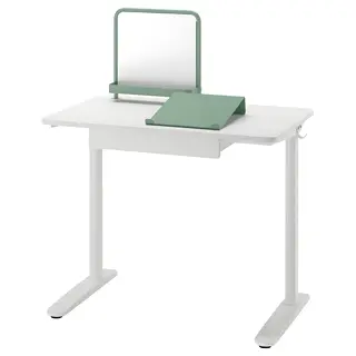 RELATERA desk combination, white/light grey-green, 90x60 cm