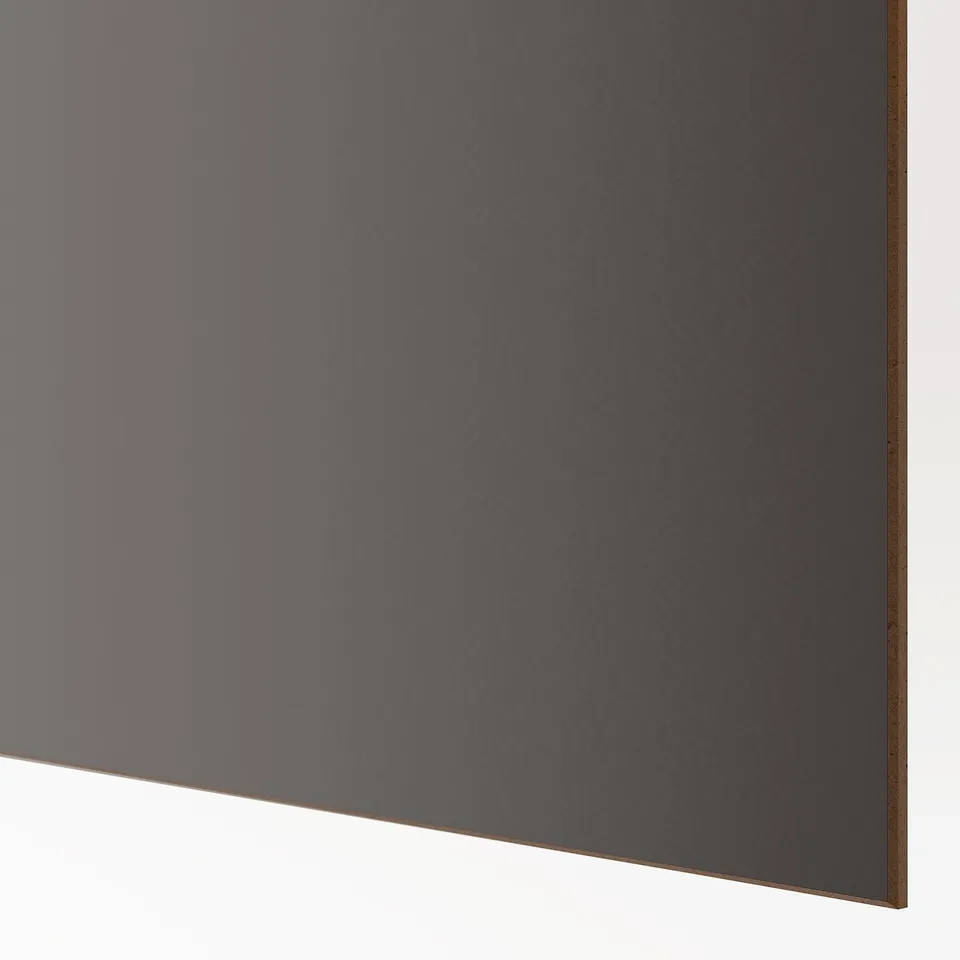 Dark grey sliding door panel with smooth, semi-matte finish, showcasing high-quality fiberboard construction.