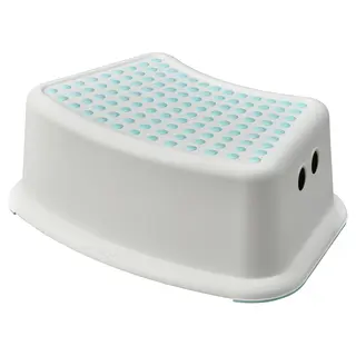 FÖRSIKTIG children's stool, white/turquoise, Width 37 x Depth 24 x Height 13 cm