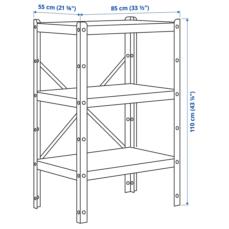 BROR Shelving unit, black, 234x55x110 cm