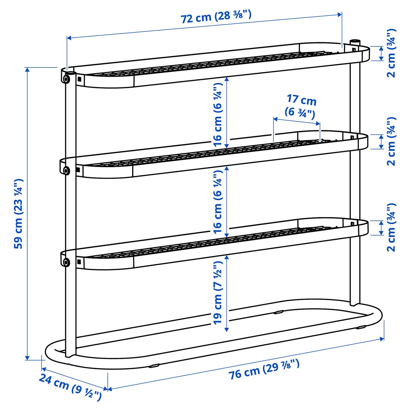 Illustration with measurements for the product: ÄLGANÄS.