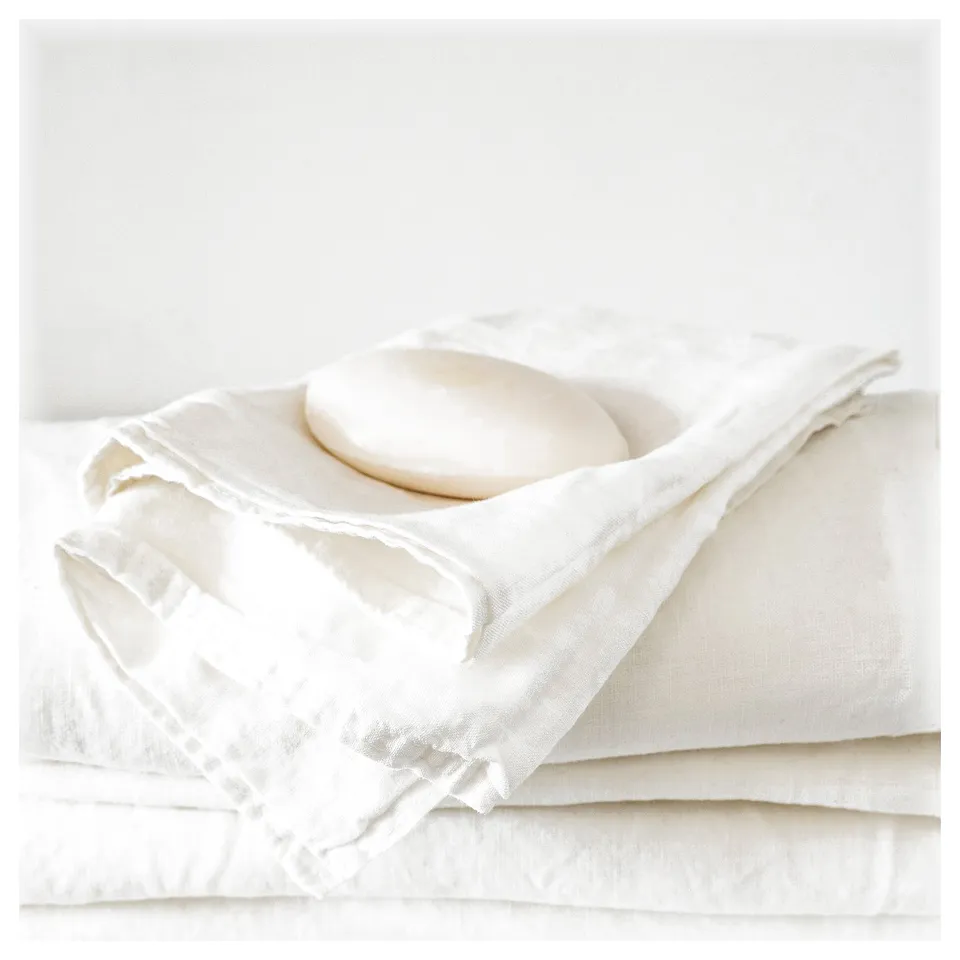 LOTSFÅGEL Scented candle in glass, 3 wicks, Fresh linen white, 25 hr