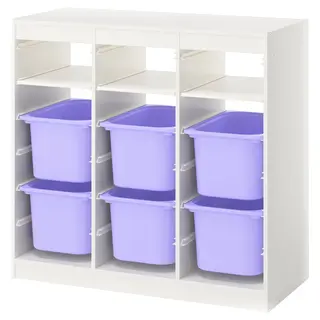 TROFAST storage combination, with shelves/boxes room divider/white lilac, 99x44x95 cm