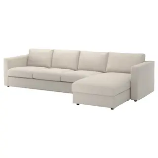 VIMLE 4-seat sofa with chaise longue, Gunnared beige, Width 322 x Depth 98 cm