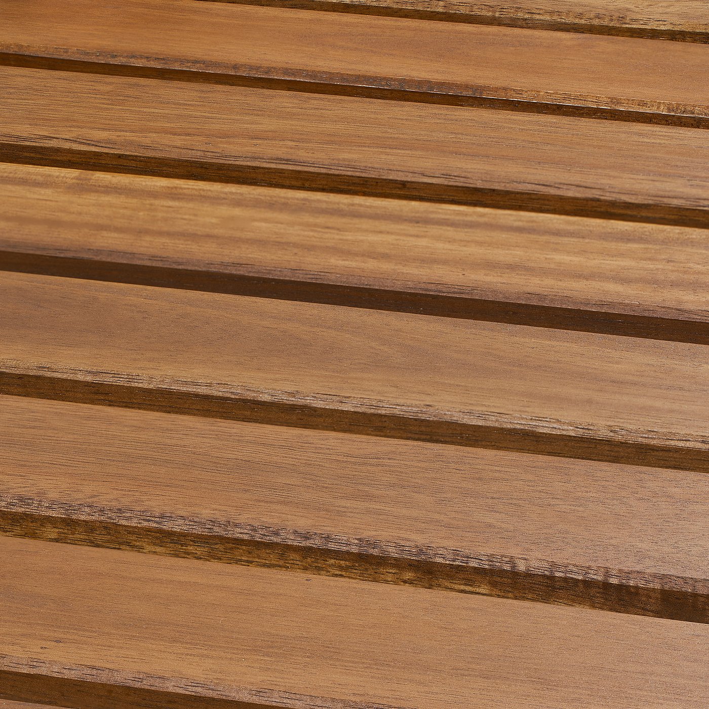 Close-up of smooth, polished wooden slats, showcasing natural grain and quality finish.
