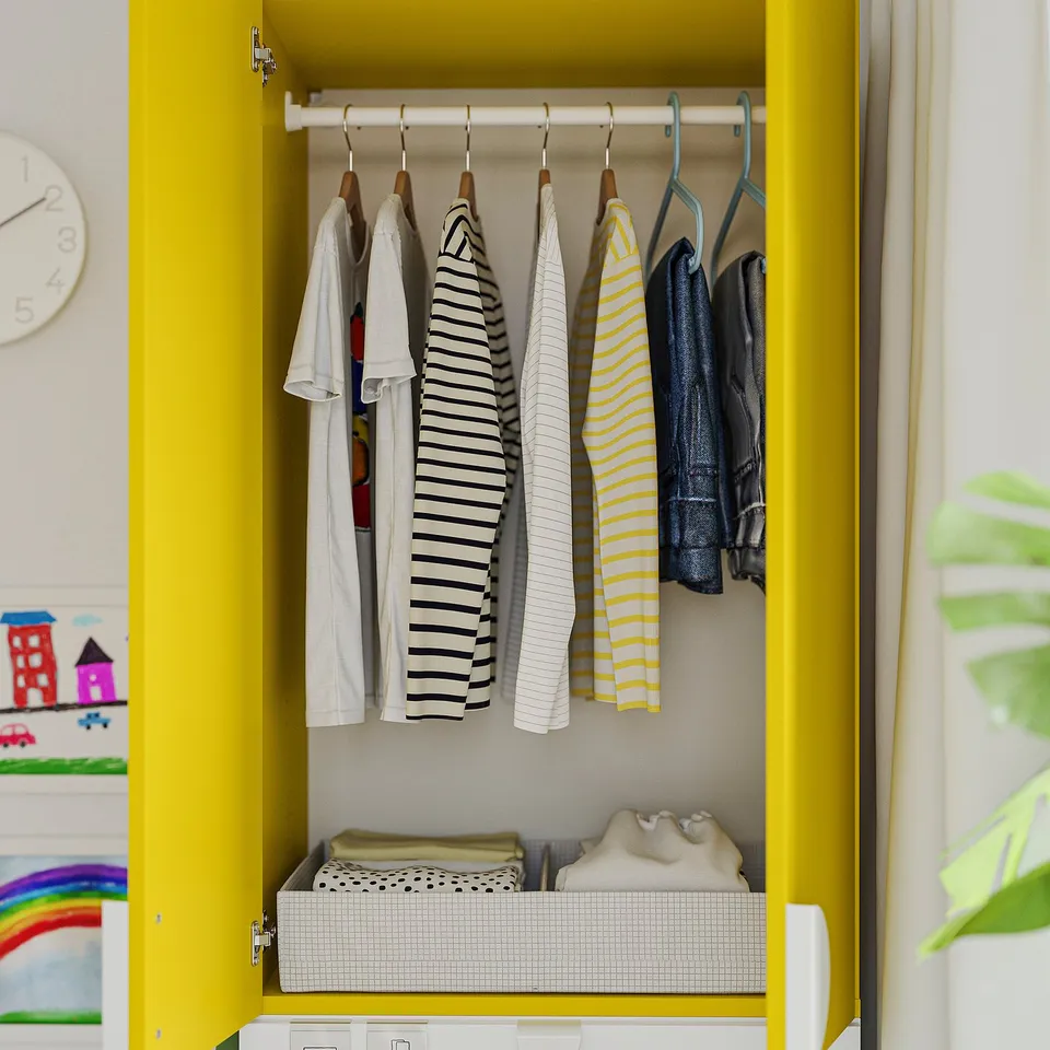 LASTARE Wardrobe combination, white/yellow, 60x42x201 cm