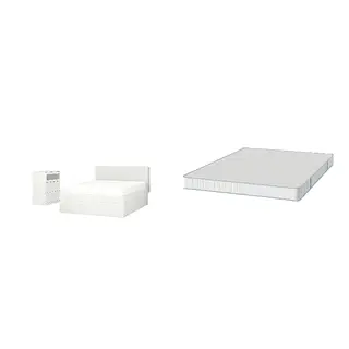 BRIMNES/BRUKSVARA Bed with 16cm thick mattress, pocket sprung, foam, extra firm