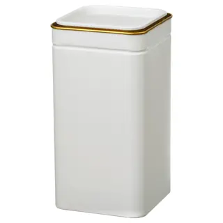 BLOMNING tin with lid, off-white/for coffee/tea, 10x10x20 cm